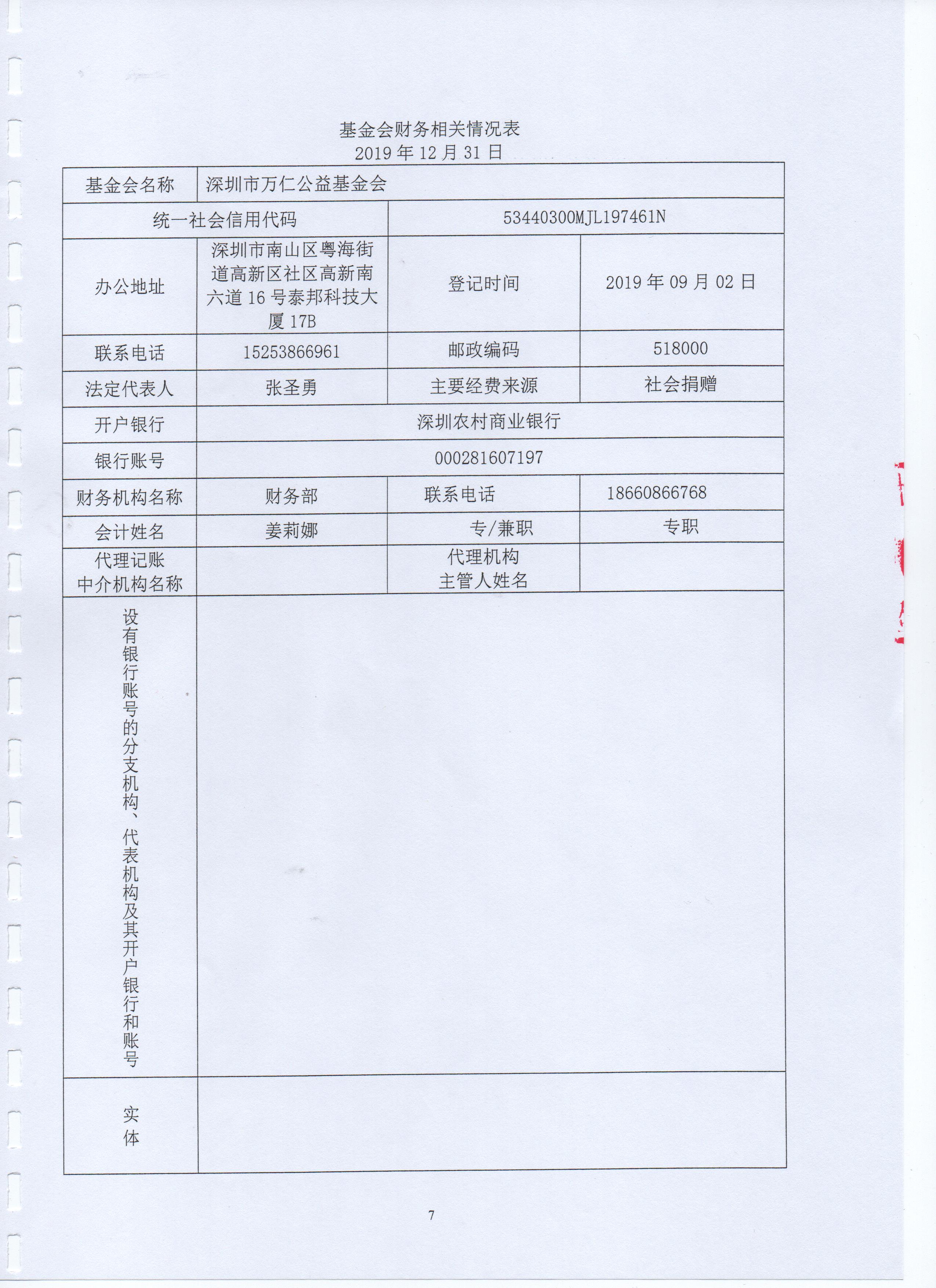 深圳市万仁公益基金会2019年度审计报告(图9)